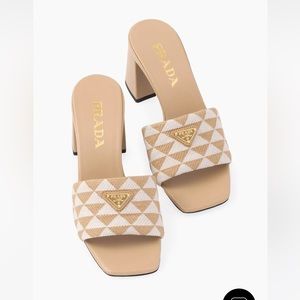 Prada Embroidered Fabric Sandals size 38 Brand New